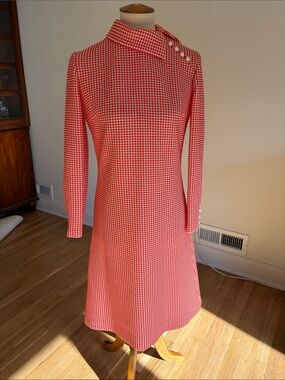 Vintage 60s/70s Fashioned by Patty Red White Mod Dress Retro Go-Go